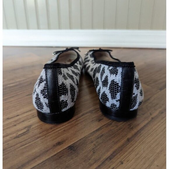 Sam Edelman Sara Black Leather Sequence Leopard Print Captoe Flat Shoes Women's - Picture 5 of 9